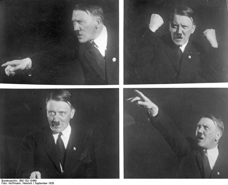 Hitler rehearsing his public speeches in front of Hoffmann's camera